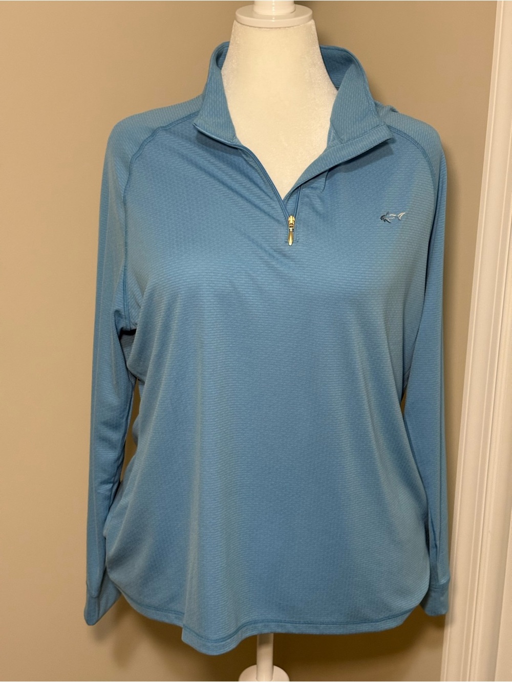 Greg Norman Golf Light Blue Long-Sleeve Quarter-Zip Performance Top - Women